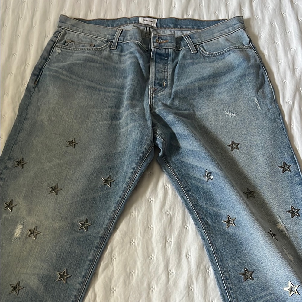 Woman’s Light Blue Star-Embellished Jeans